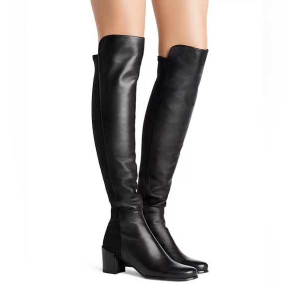 STUART WEITZMAN Gillian Leather Block Heel Knee-High Boots Sz 6 - Picture 1 of 12
